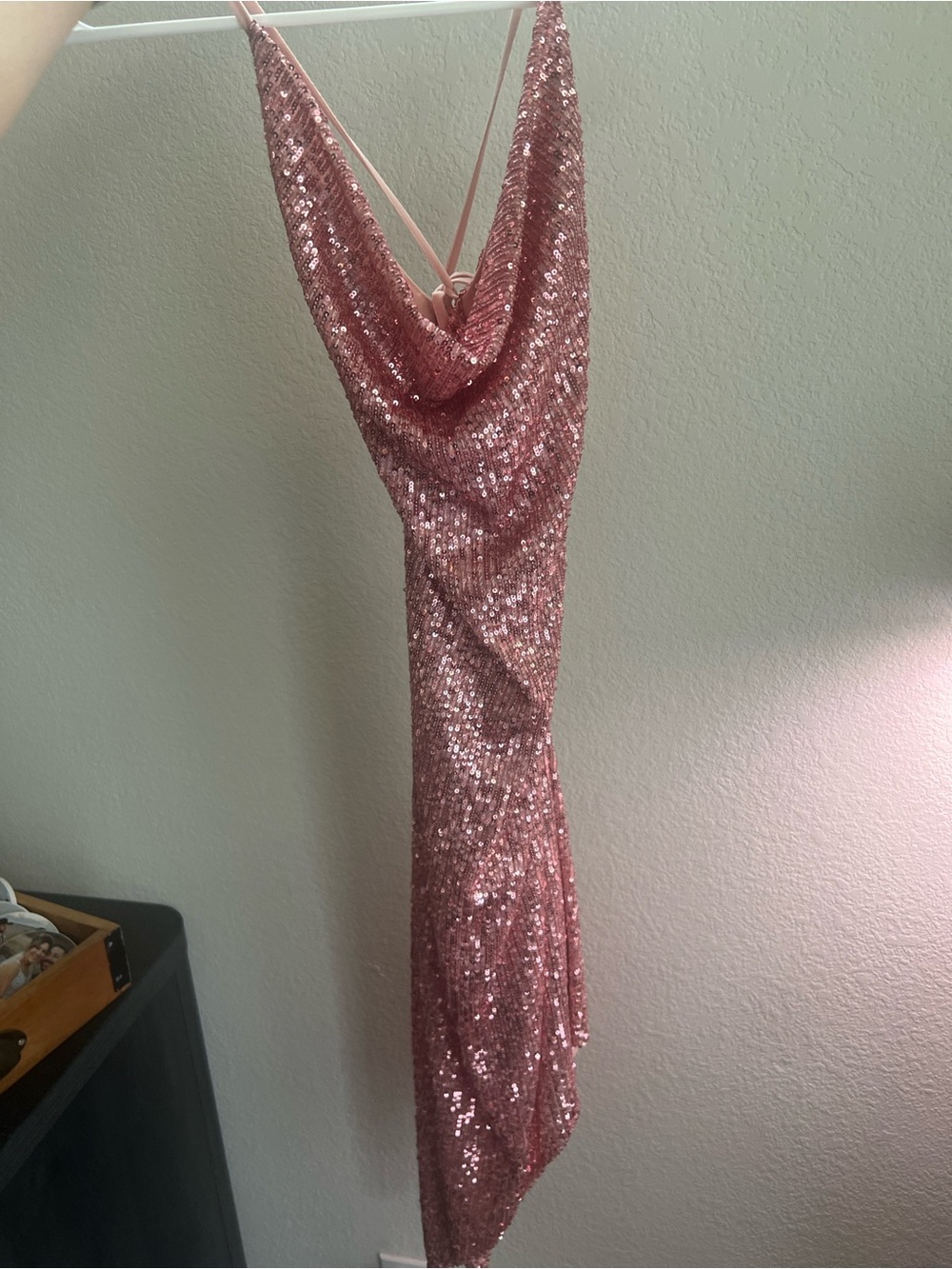 ASOS Rose Pink Sequin High-Low Dress